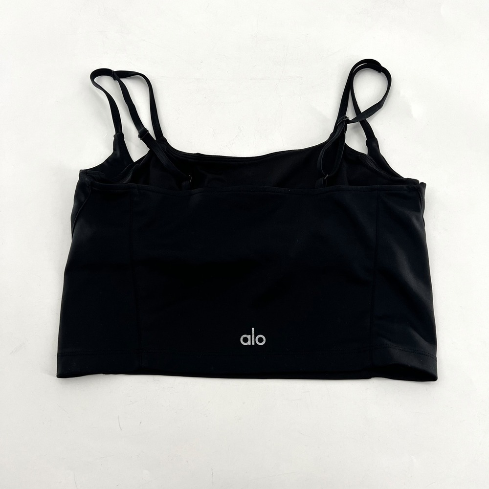 Alo Yoga Alosoft Gratitude Tank Top Black Cropped Built-in Bra W5906R Womens S - Picture 2 of 4